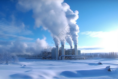 冬季地热工厂图片