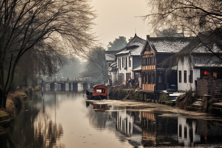 中国风江南古镇背景图片