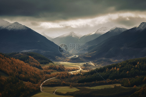 秋天山脉风景图片