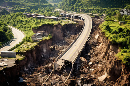 灾后道路断裂图片