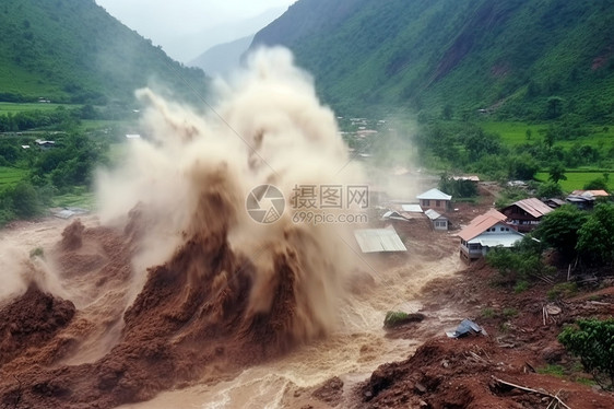 暴雨后山体滑坡破坏图片