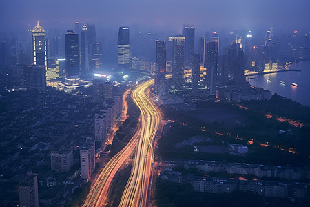 市中心航拍夜景图片