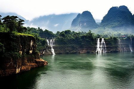 九寨沟瀑布黄果树瀑布背景