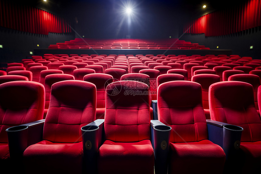 剧院的红色座位图片