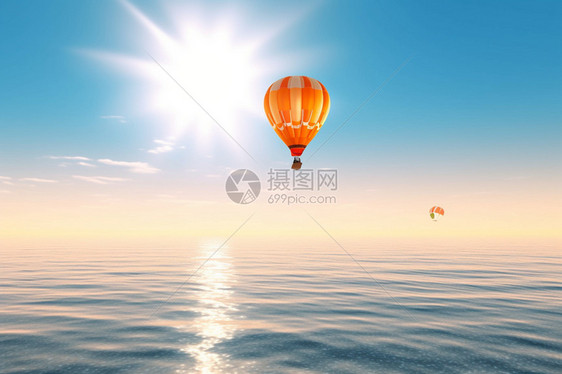 缓缓上升的热气球图片