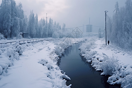 户外场景冬季户外雪景背景