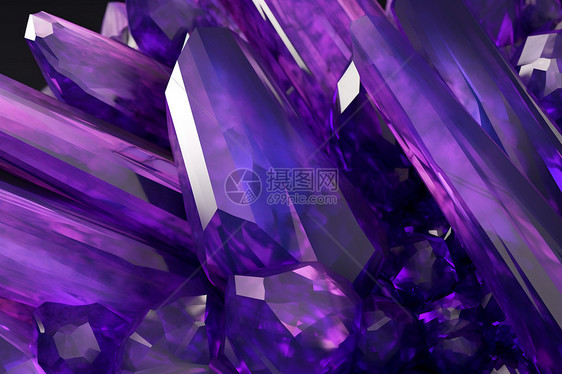 切割的几何状紫水晶图片