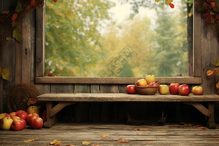 苹果和落叶图片