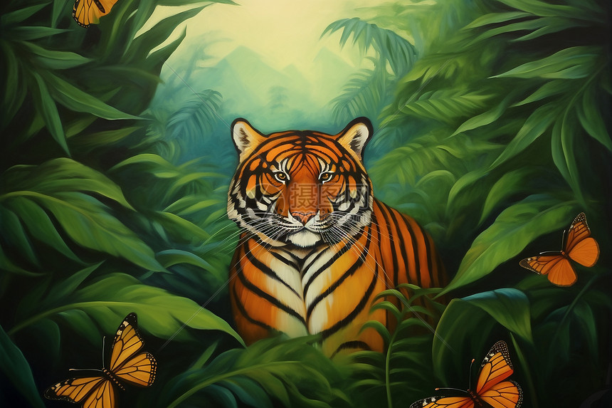 丛林老虎装饰画图片