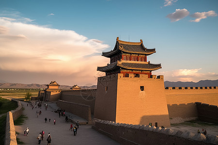 中国城墙古建筑文明古迹背景
