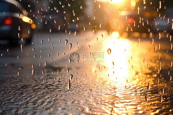 下雨的街道图片