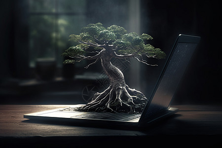 想象电脑长出的大树图片