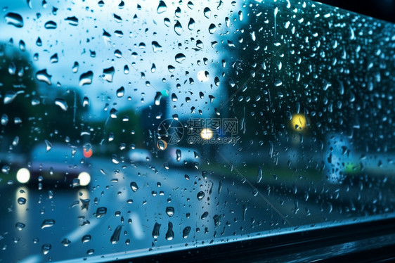 雨天雨滴扭曲视野图片