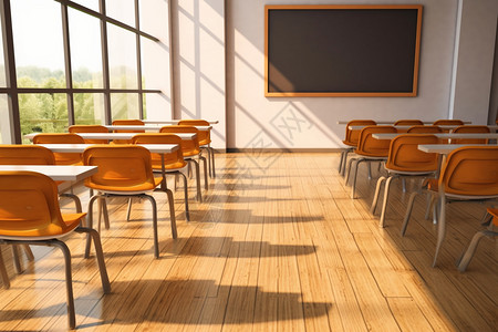空教室教室里整齐的凳子背景