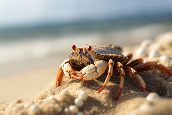沙滩上的寄居蟹图片
