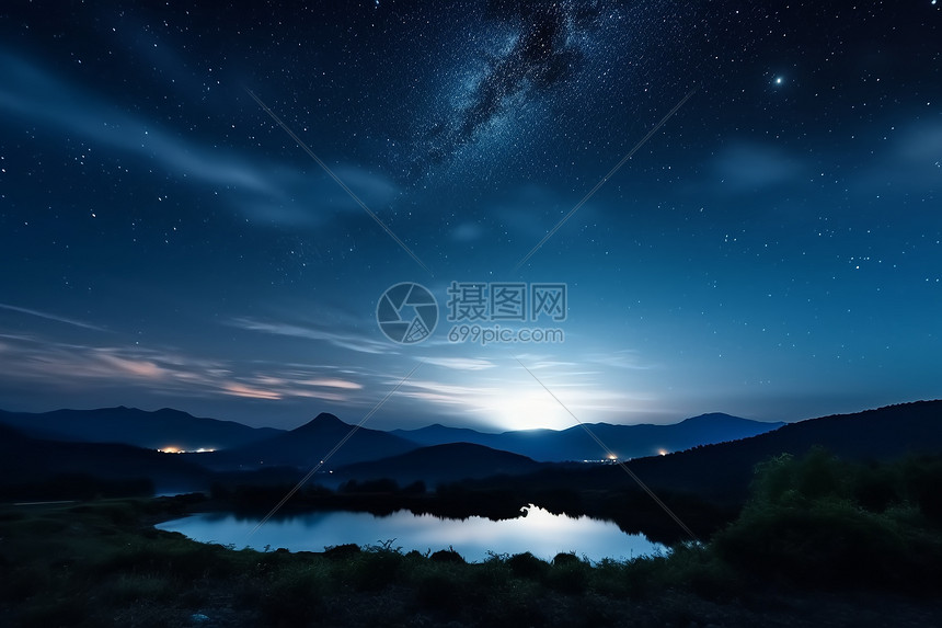 夜月景观天空图片