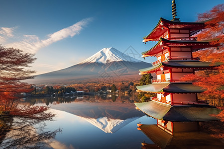 日本秋季的富士山高清图片