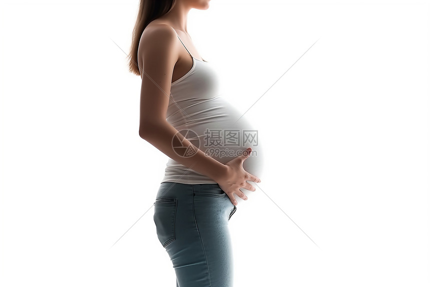 孕妇触摸腹部图片
