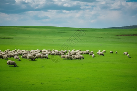 羊群在草原上图片