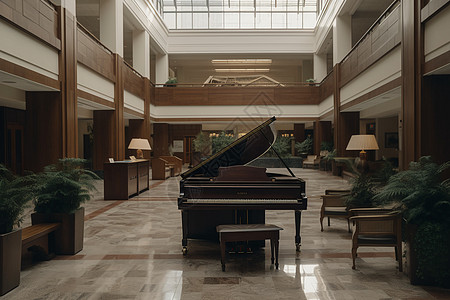 医院建筑医院的钢琴背景