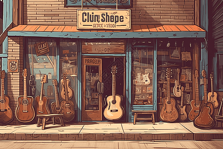 质朴的吉他店图片