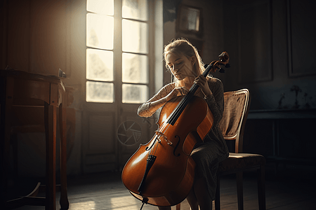 女孩练习大提琴图片
