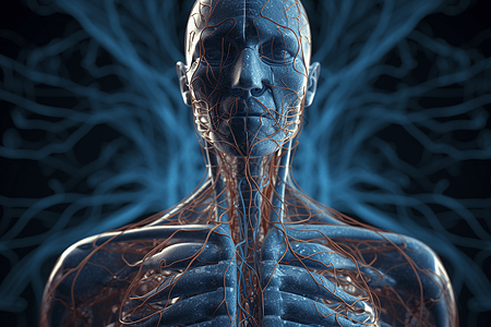 人体淋巴系统和血管的透视图图片