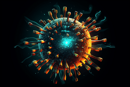 黑暗背景下的病毒细胞背景图片