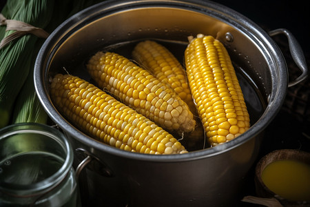 锅子里的玉米图片