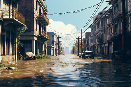 洪水泛滥的街道图片