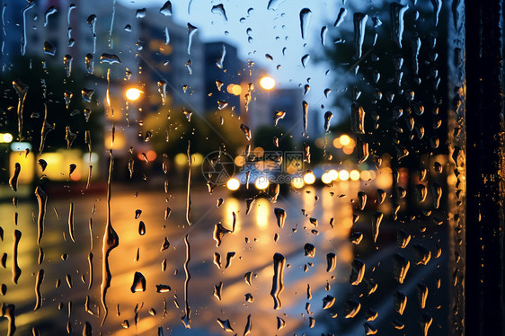 雨水溅到窗户上图片