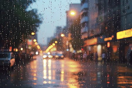 雨中的城市车水马龙图片