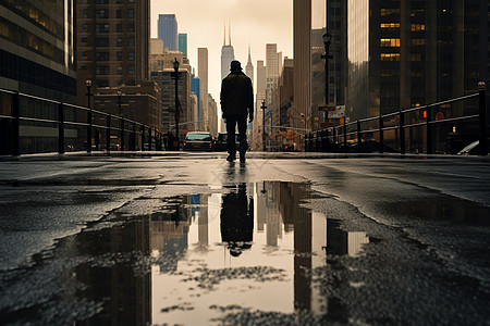 一个人独自站在雨中图片