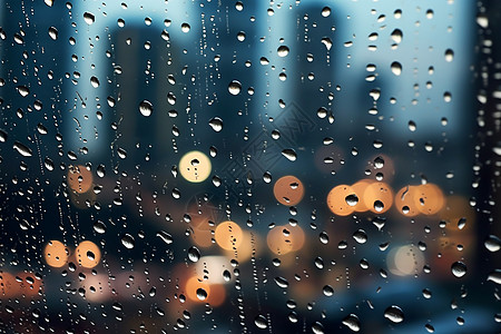 雨天窗户上的雨滴图片