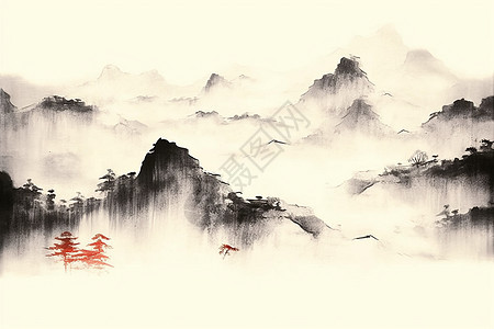 中国风写意山水画背景图片