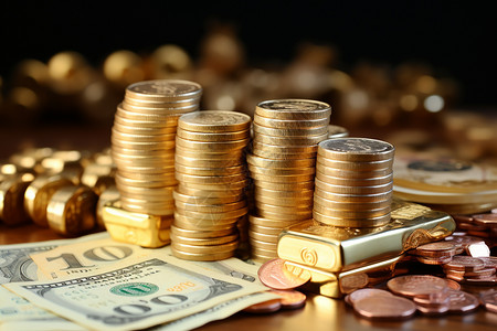 金条交易用于交易买卖的货币们背景
