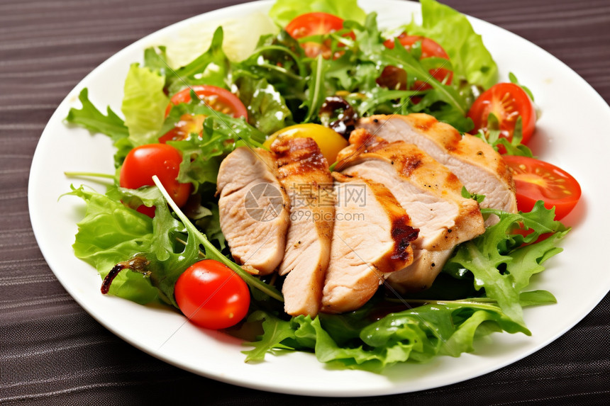 低卡路里的鸡肉蔬菜沙拉图片