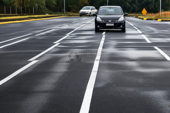 沥青公路上行驶的车辆图片