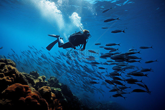 海洋里的潜水员图片