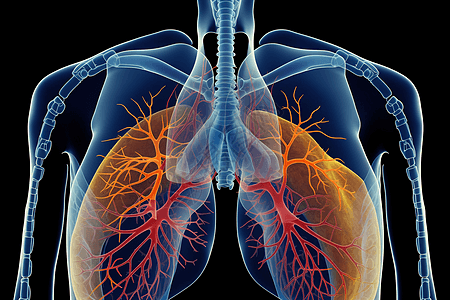 呼吸系统和肺部的示意图背景图片