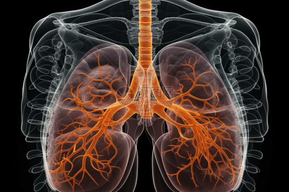 呼吸系统和肺部的插图图片