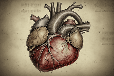 人类心脏解剖模型示意图背景图片