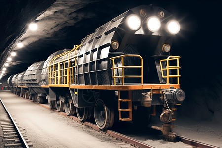 地下的煤矿运输车图片