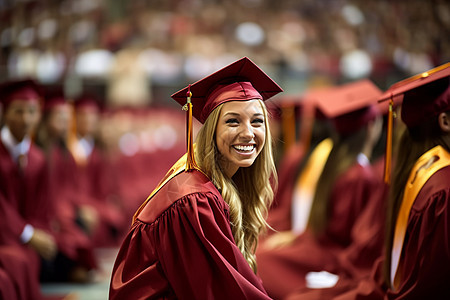 笑容灿烂的毕业女性图片