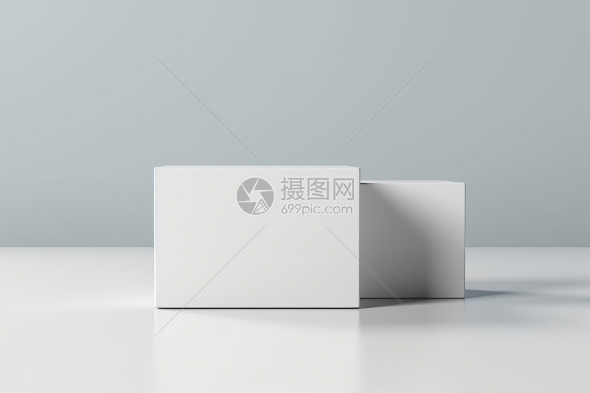 三维几何的白色纸盒图片