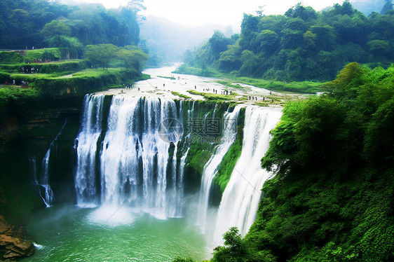 美丽的河流瀑布图片
