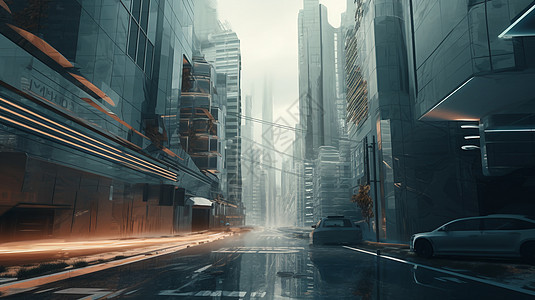 未来派城市的街道图片