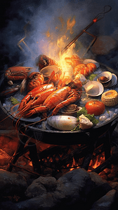 美味健康的海鲜烧烤图片