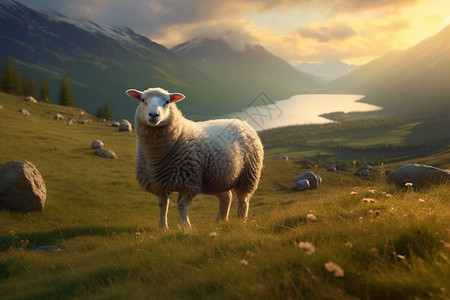 牧场中可爱的牧羊图片