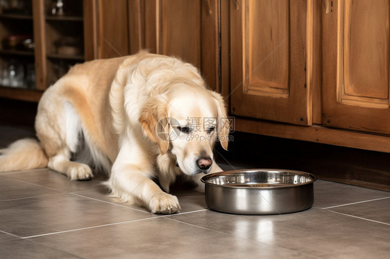 等待喂食的金毛犬图片